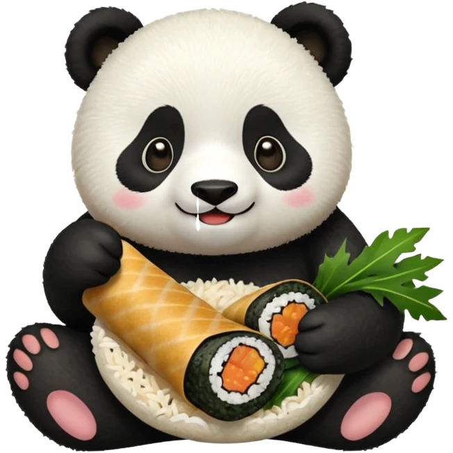 Panda eating a musubi  emoji