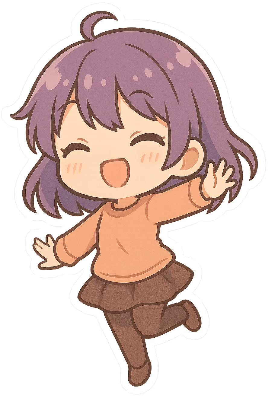 chibi girl with purple hair, playful pose emoji