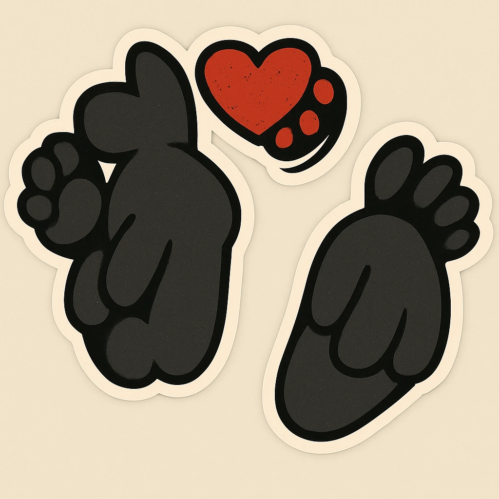 Make the puppy paws black, keep the heart and original style (original style was cartoonish stickers) emoji