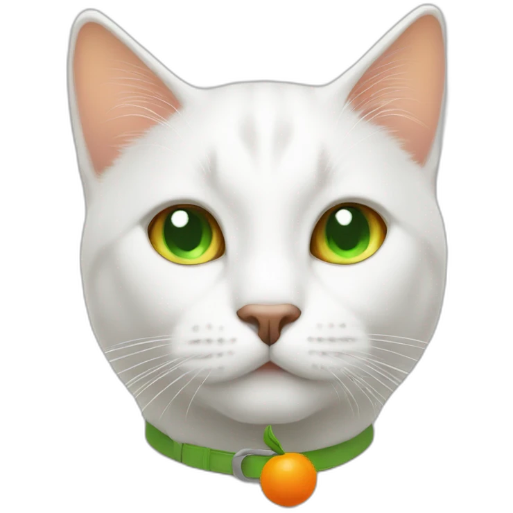 white cat with green eyes and orange ears emoji