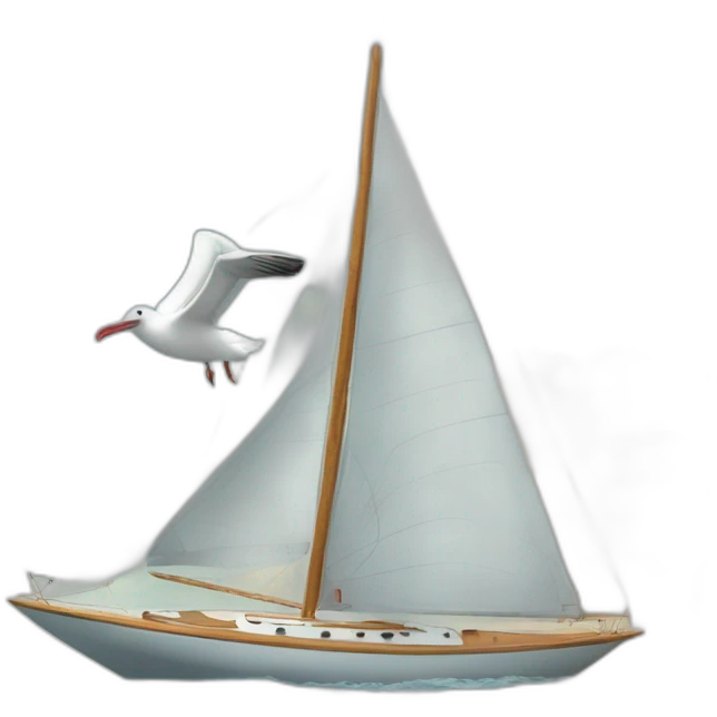 Two small albatross flying on sailboat where is the sail? emoji