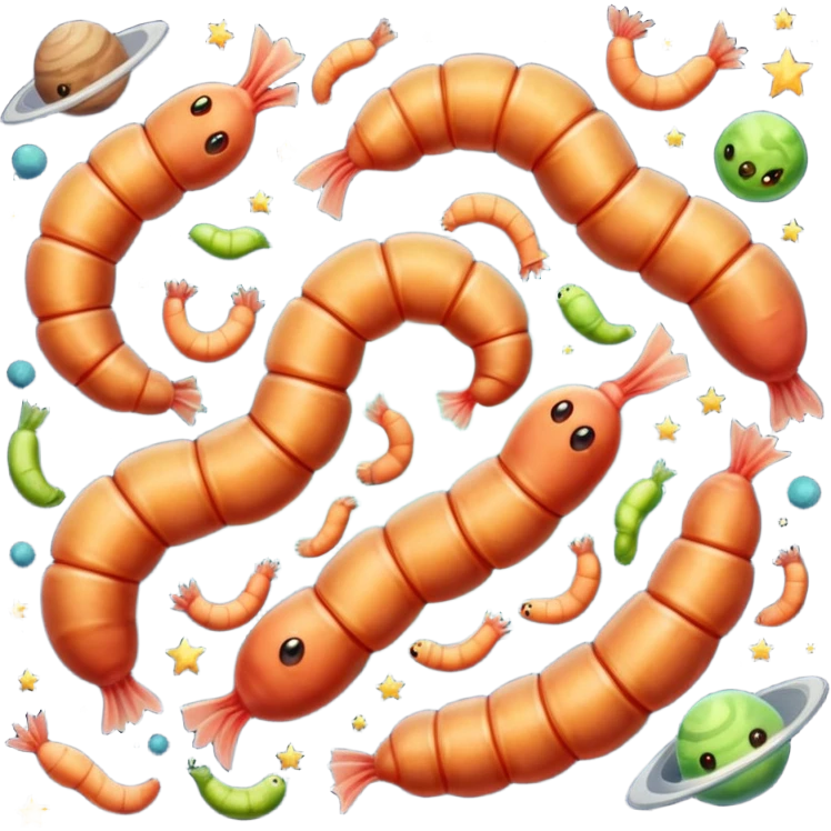 Worms eating starts in space emoji