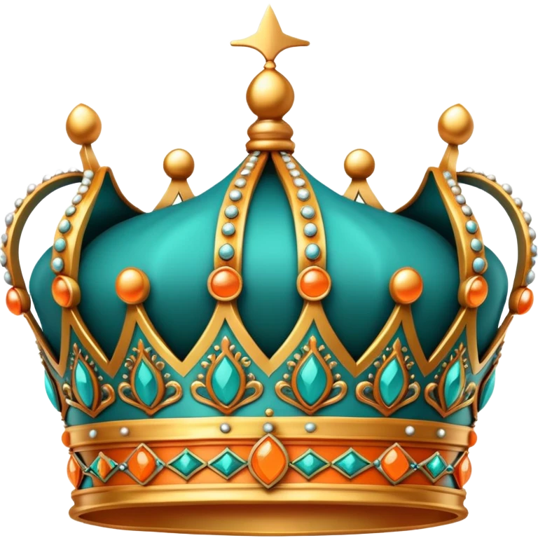 teal and orange royal crown emoji