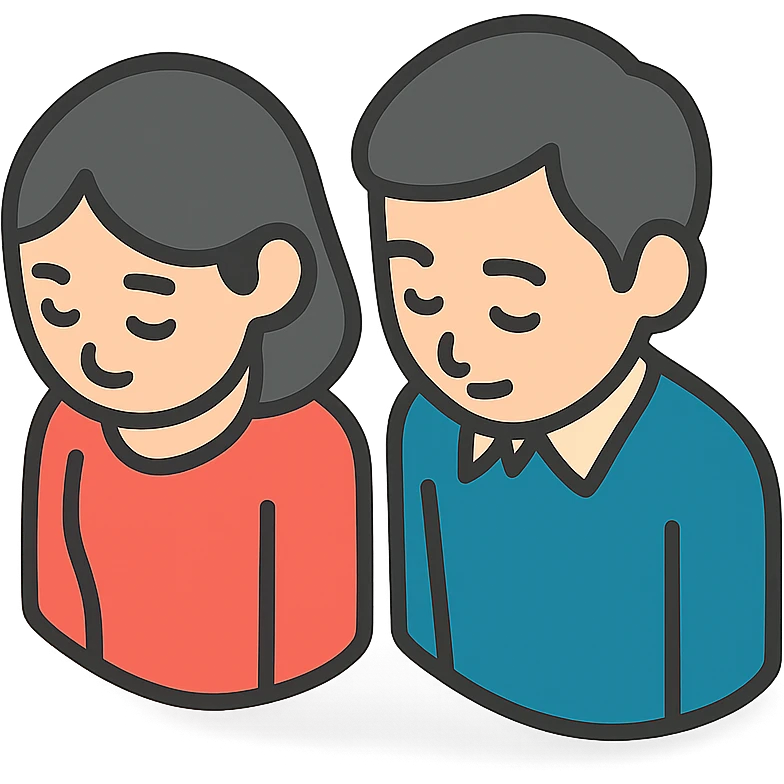Мужчина и женщина кивают в японском стиле emoji