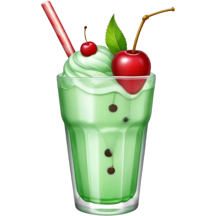 ice cream light green soda on a glass with ice cherry on top emoji