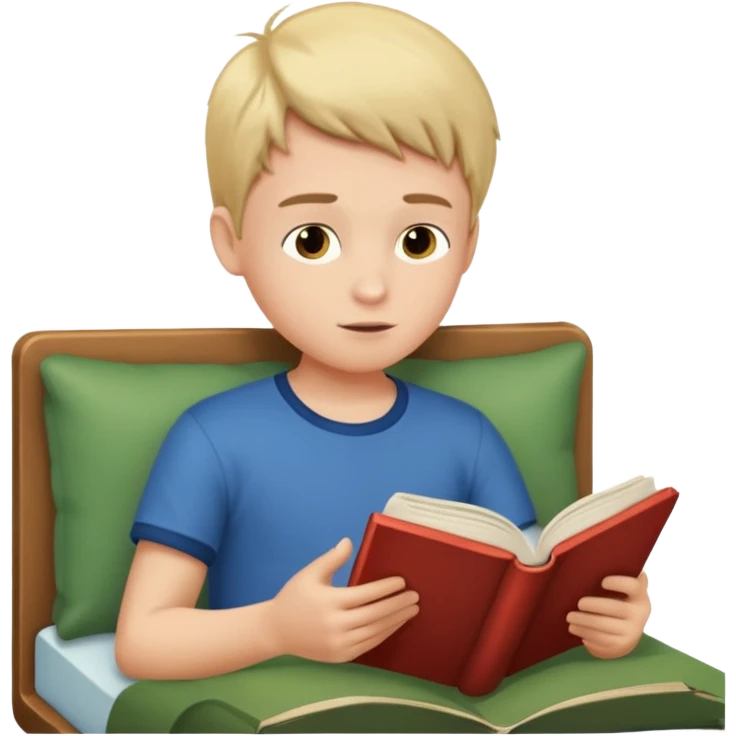 A boy morning in the reading  emoji