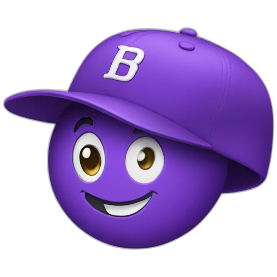 purple baseball hat that is happy emoji