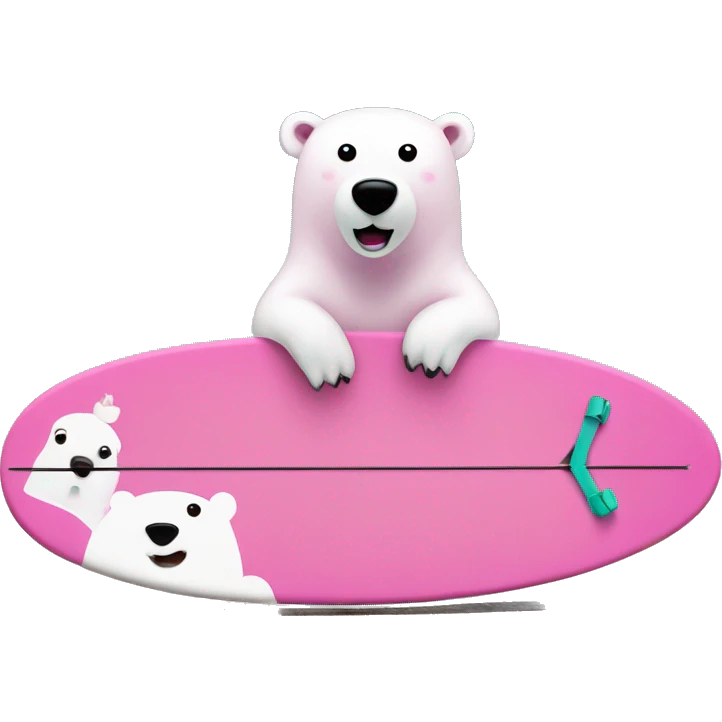 Pink polar bear on a Christmas themed surfboard  emoji