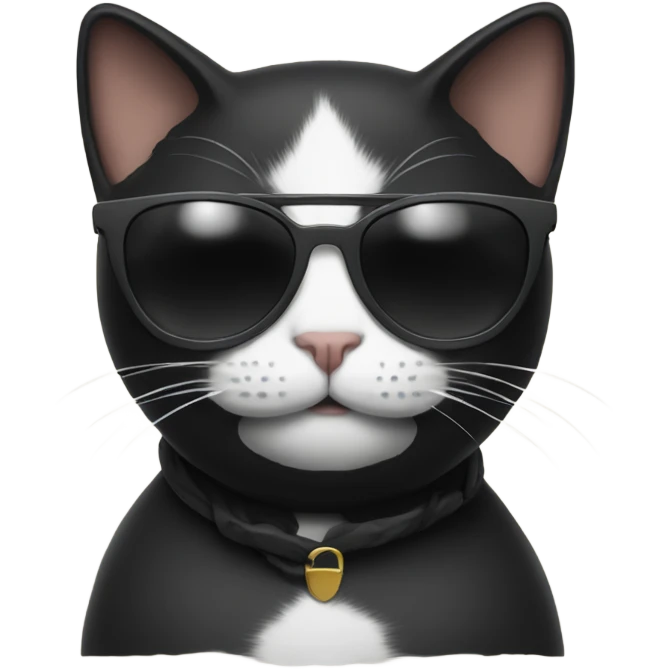 Black with white belly cat wearing Sunglasses being close emoji