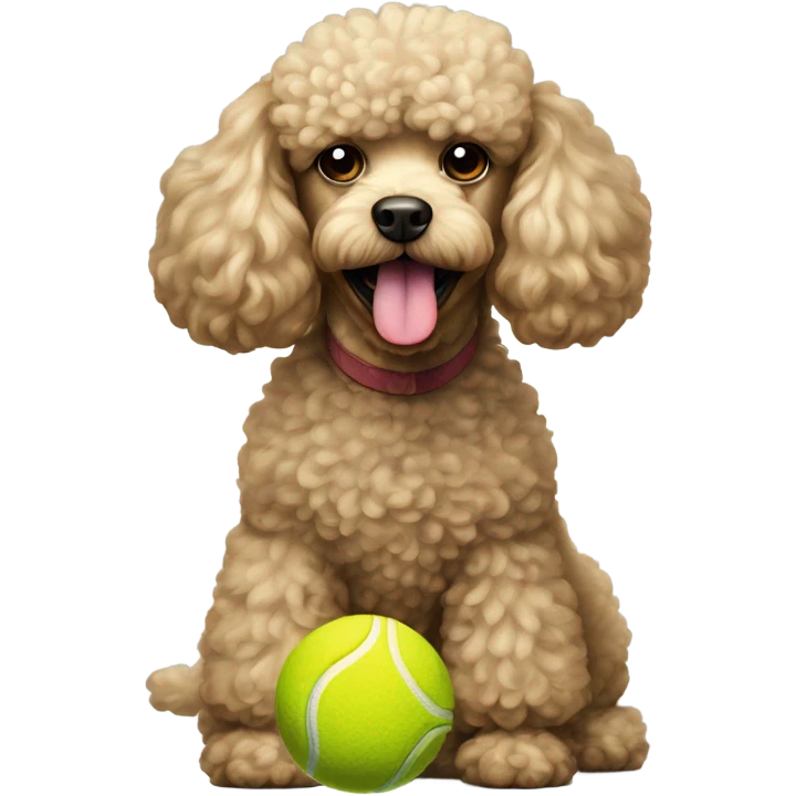 Poodle with tennis ball in mouth emoji