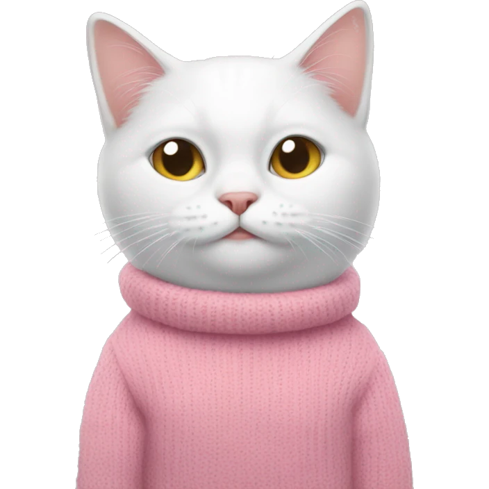 White cat in a pink jumper emoji
