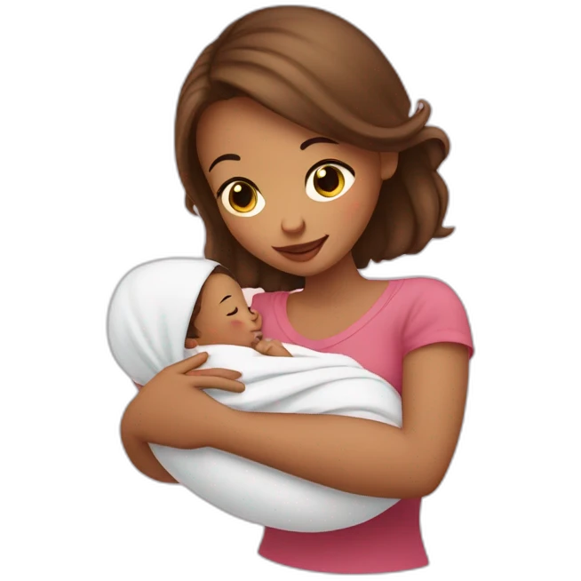girl with a newborn baby in her arms  emoji