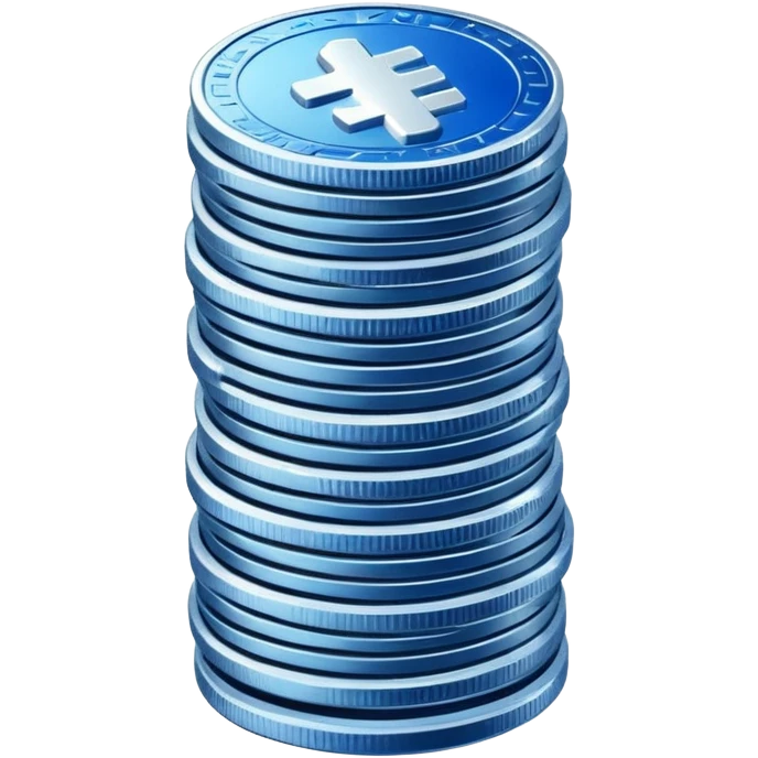 stack of blue and white coins emoji