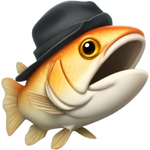 Fish head wearing a hat emoji