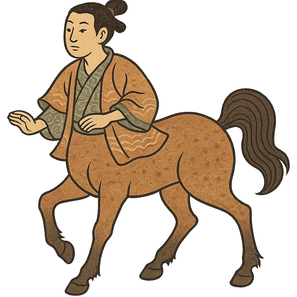 ukiyo-e inspired centaur illustration emoji