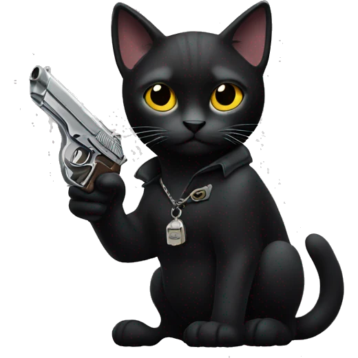 Black cat holding pistol emoji