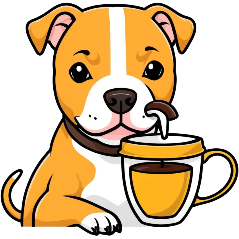 Pitbull stinking a coffee emoji
