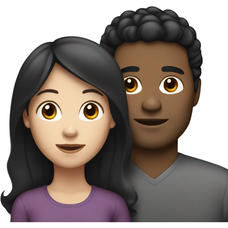 Couple, white woman, brown man with black hair, mixed race daughter with black hai emoji