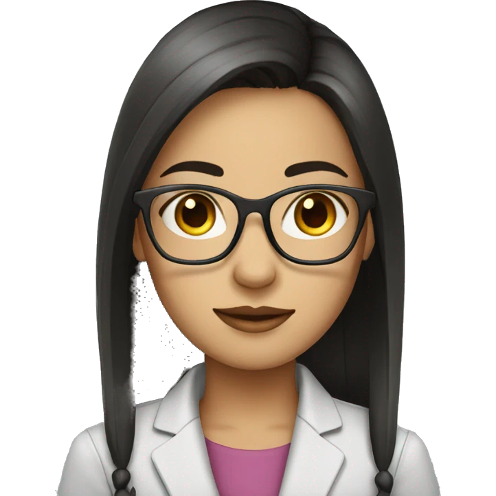 Girl with glasses and office tag. With straight dark hair and IT professional  emoji