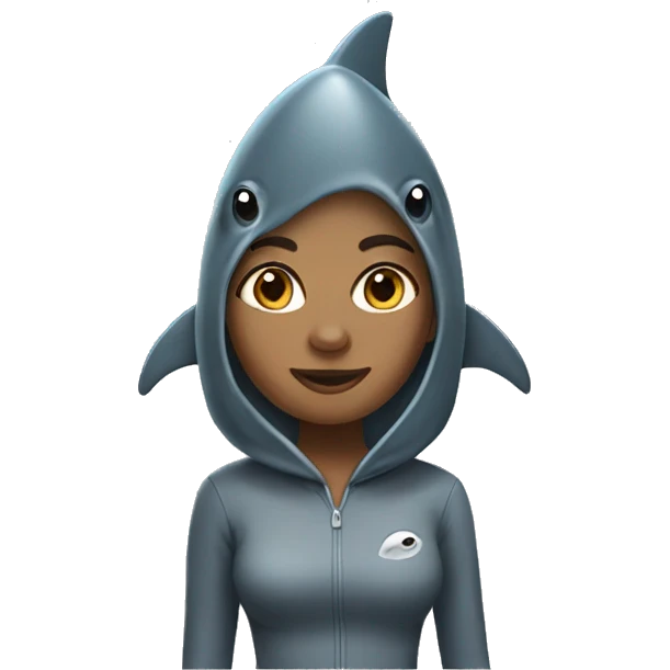 girl wearing shark costume emoji