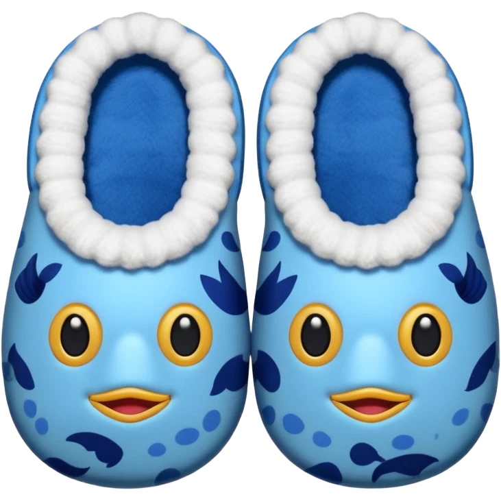slippers with fish face on the top emoji