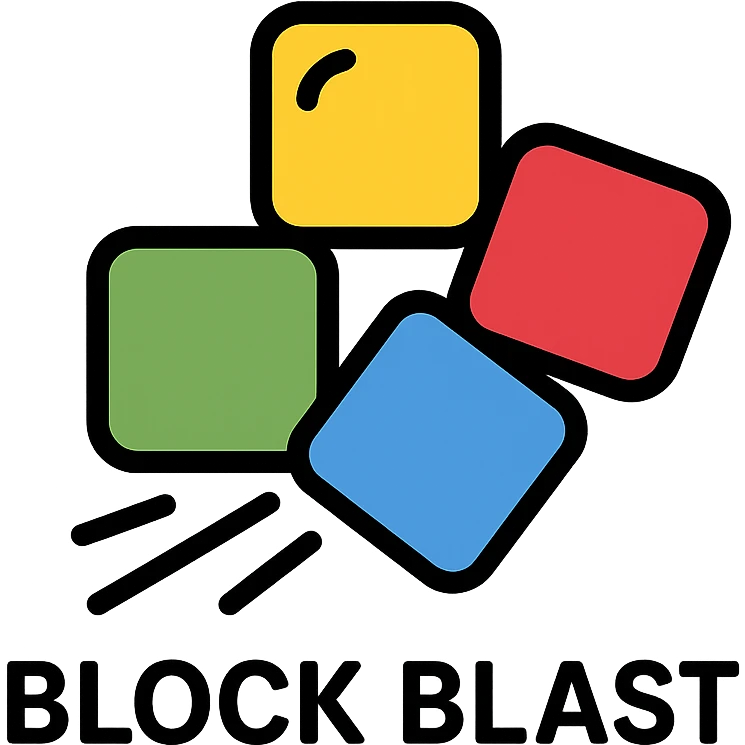 modern icon for Block Blast, geometric blocks, dynamic motion, bold colors emoji