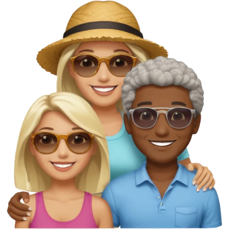 Black man salt n pepper hair with younger blonde  both smiling on beach  make the guys hair shorter n darker emoji