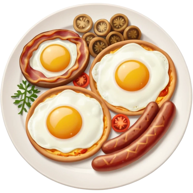 English Breakfast: Plate with eggs and bacon













 emoji