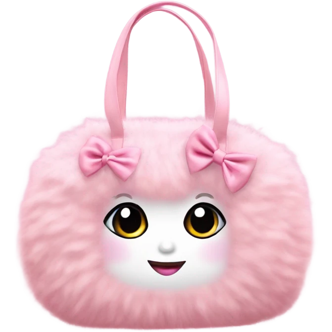Fluffy pink coquette tote bag with bow on handle  emoji