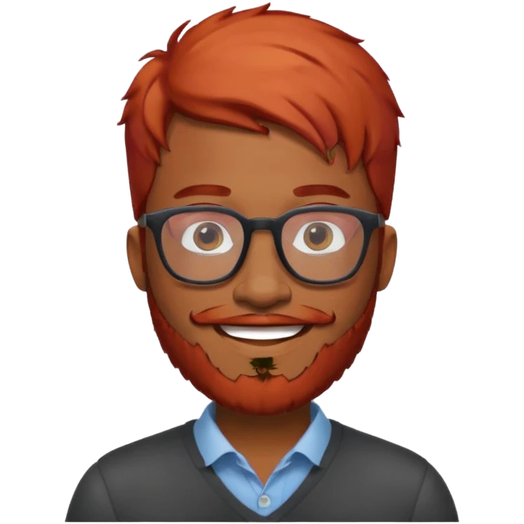 Happy black man red hair with beard and glasses emoji