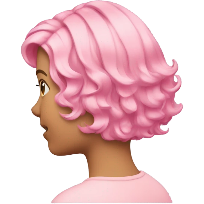Pink wavy short hair rear view emoji