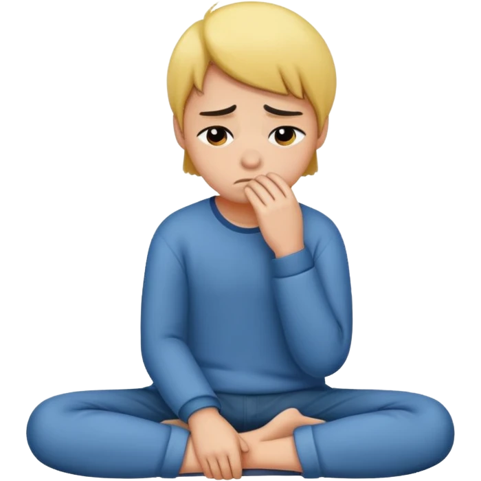A person sitting with sad feeling emoji