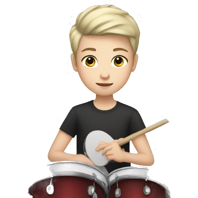 teenager with white skin and short hair playing drums emoji