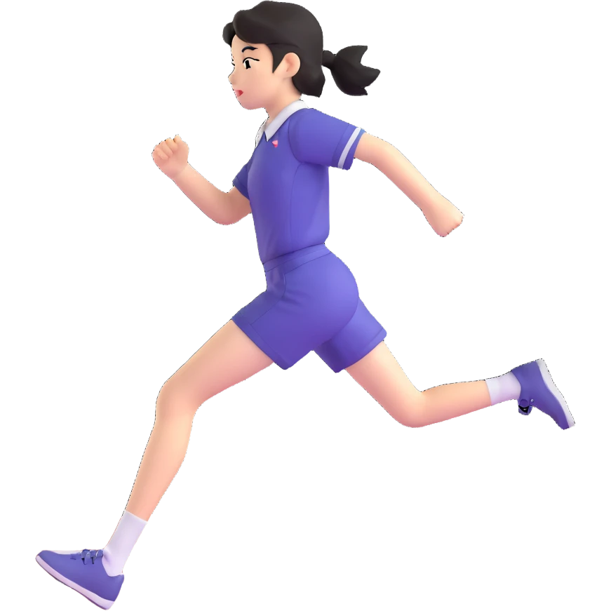 Japanese female high school student in PE uniform running on track emoji