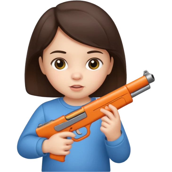 Brunette baby with gun emoji