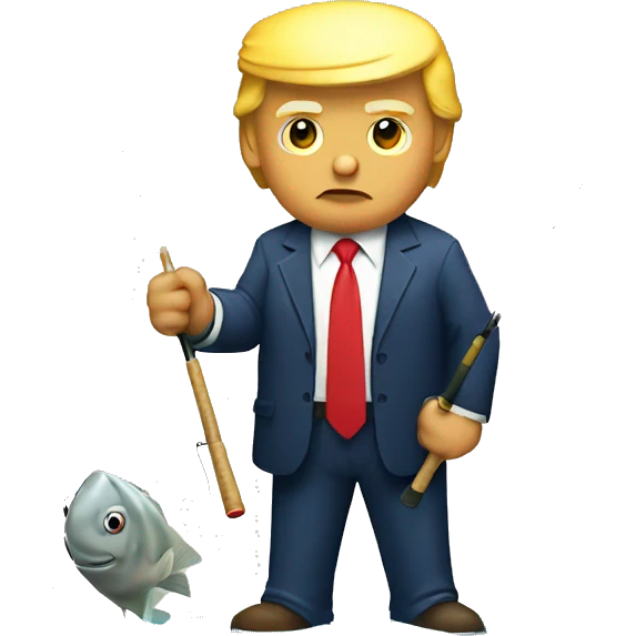 Donald Trump fishing with a fishing pole emoji
