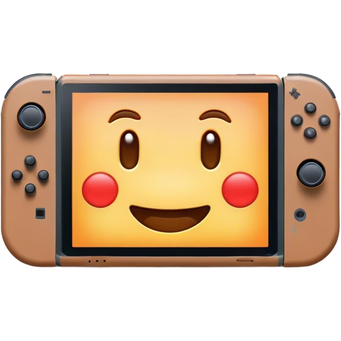 Clash of Clans aesthetic: Cinematic Playful Nintendo Switch Portrait Emoji, rendered in a 3D vector-style similar to standard emojis with minimal shading and bold, simplified shapes. A compact, distinct form with signature details, softly glowing with a nostalgic gaming charm. Simplified yet unmistakably iconic, highly detailed and consistent, glowing with a soft radiance and high shine. Stylized with a touch of retro gaming magic and a soft glowing outline, capturing the essence of a beloved gaming relic with a friendly, playful manner! emoji