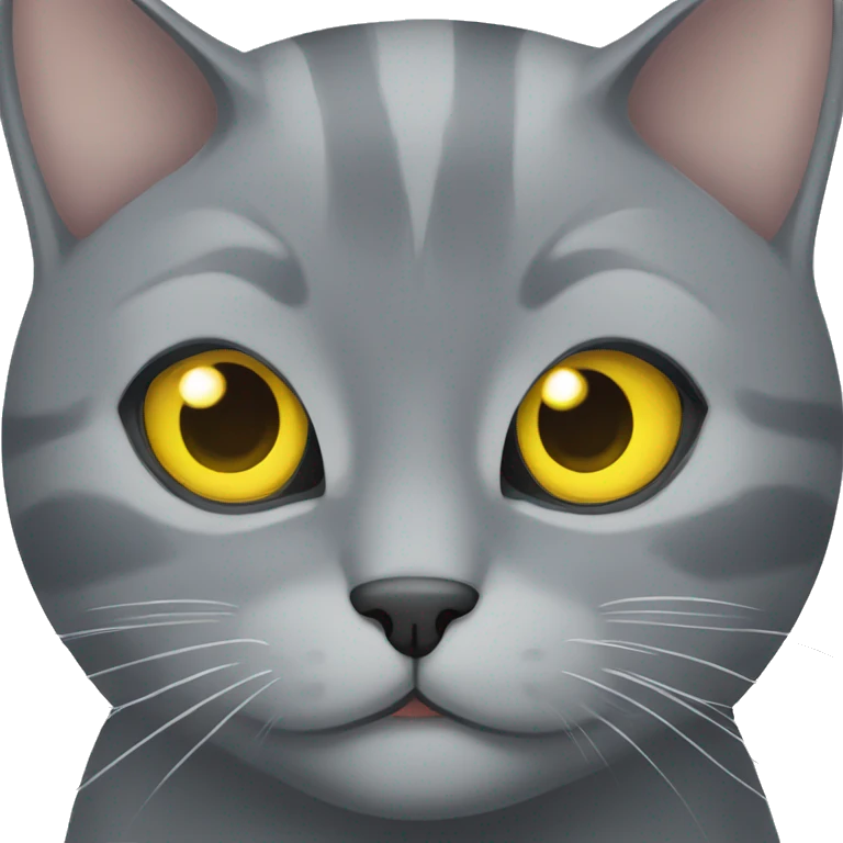 A grey cat with yellow eyes emoji