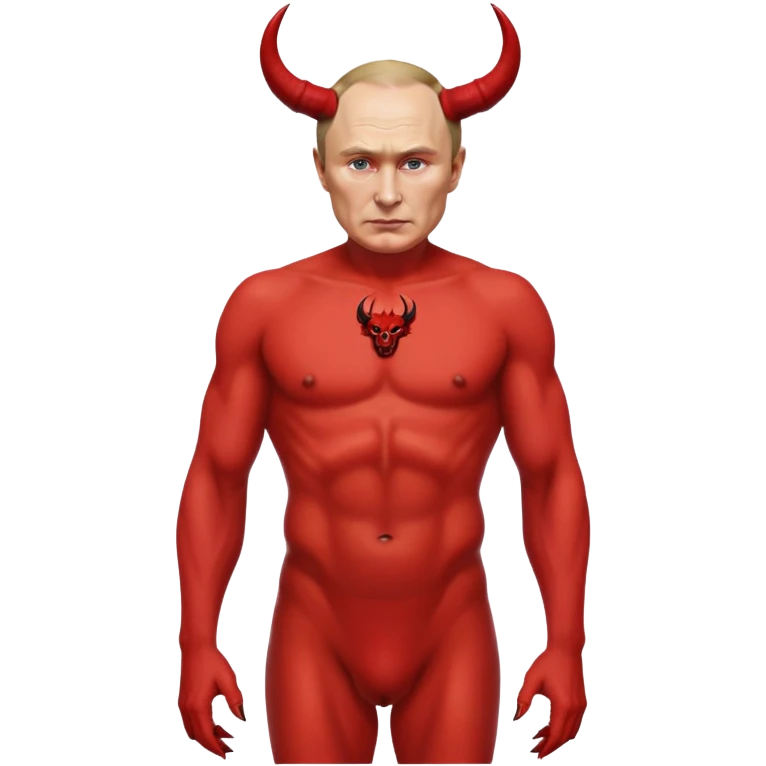 Putin as a devil, full body, detailed devil features emoji