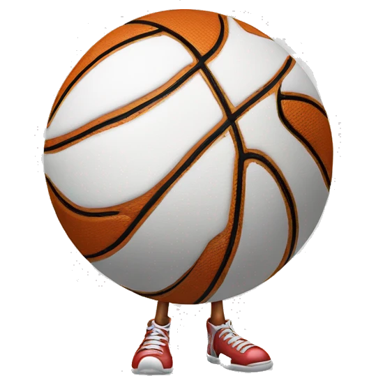 basketball with face and legs emoji