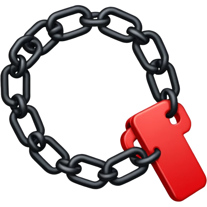 iOS sticker, broken chain, black links, red break, minimal emoji
