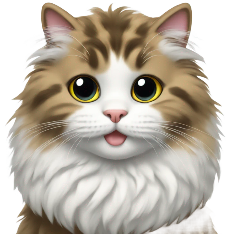 Cat black white fluffy emoji
