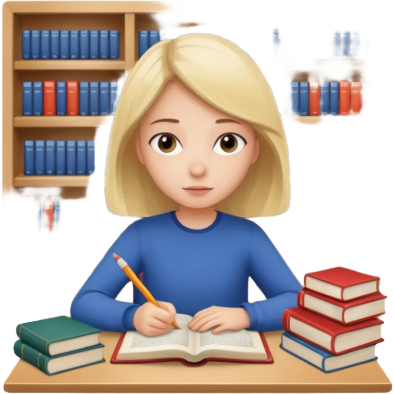 Девушка, которая готовится к IELTS с книгами от Cambridge emoji