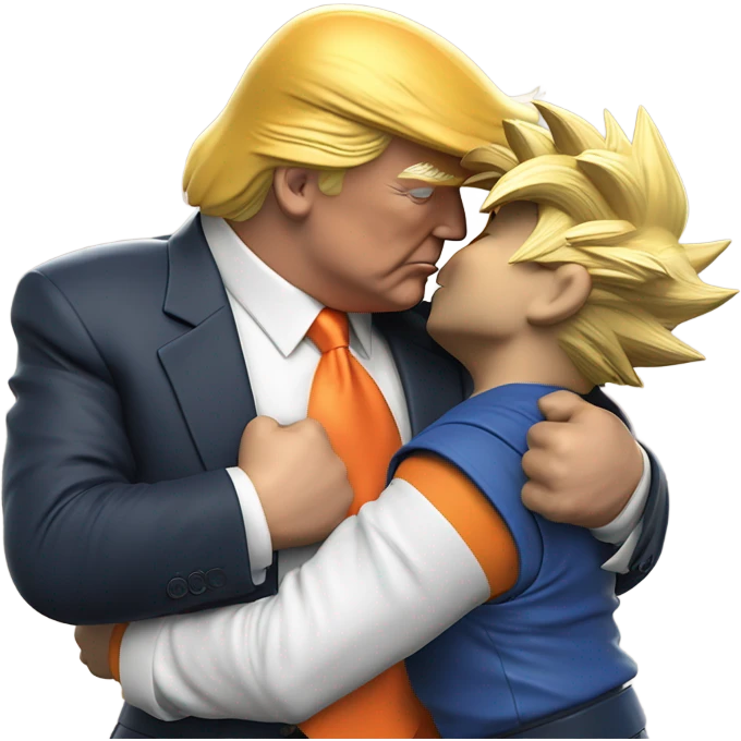 Photo realistic, Donald Trump, kissing Goku at the beach by the pool emoji
