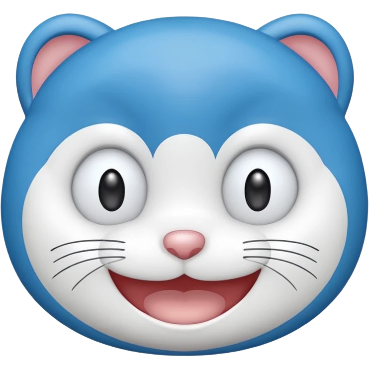 Perfect cartoon Doraemon face without ears and body emoji