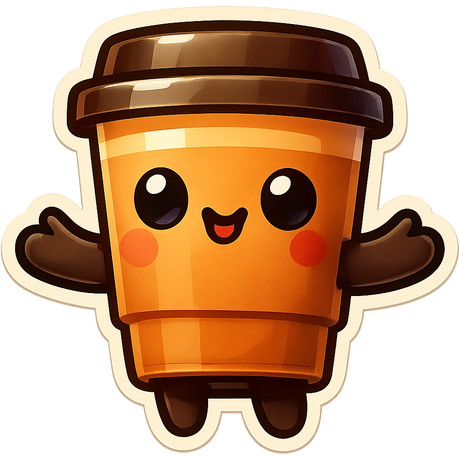 Tall coffee cup, offerring hug emoji