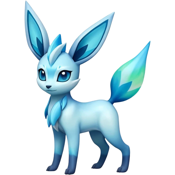 Colorful Iridescent Exotic Amaura-Aurorus-Glaceon-Fakémon-hybrid-creature (full body)  emoji