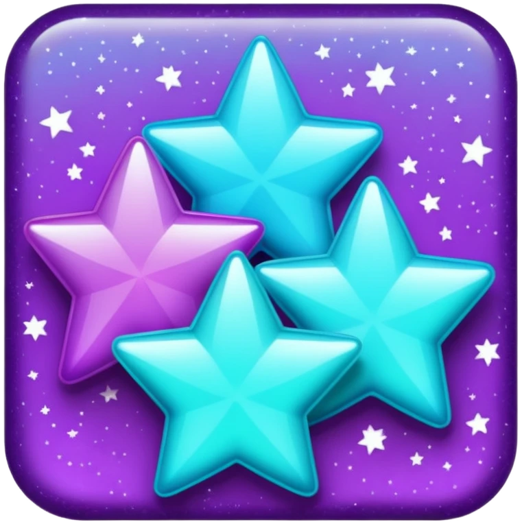 glitter purple and cian 3 stars emoji