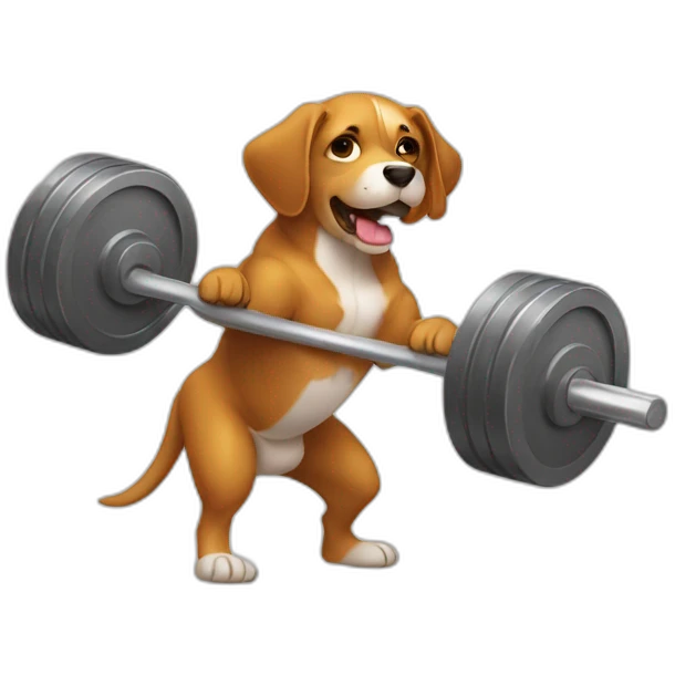 A dog lifting a barbell emoji