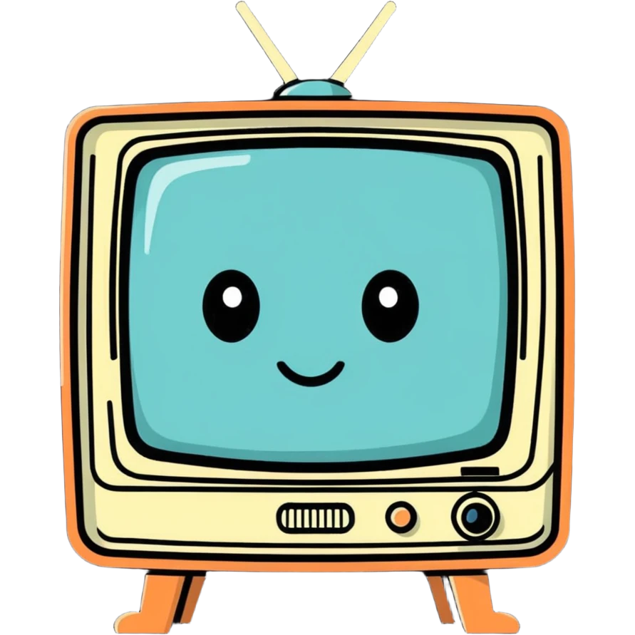 a retro television as a man's head, quirky expression emoji